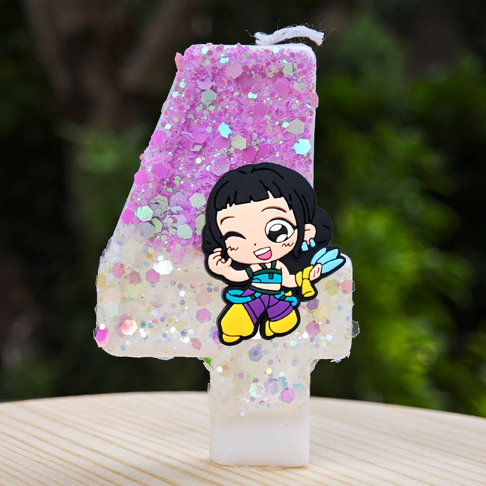🕯 Bougie Chiffre Kpop Demon Hunters – Déco d’Anniversaire Ultra Cute 🎂