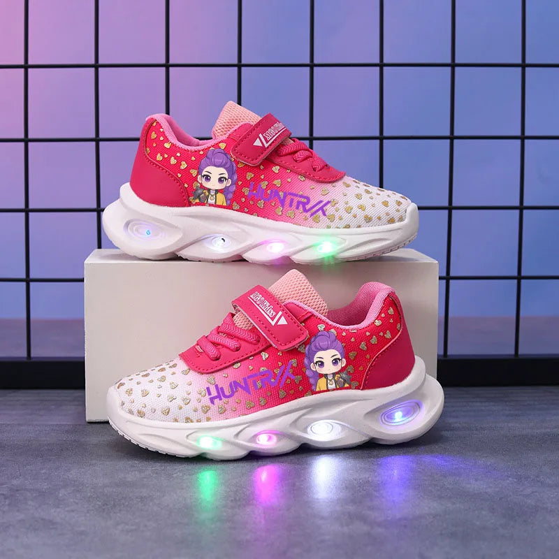 Chaussures Kpop Demon Hunters Enfant – Baskets LED Lumineuses Rumi – Style Sport Anime