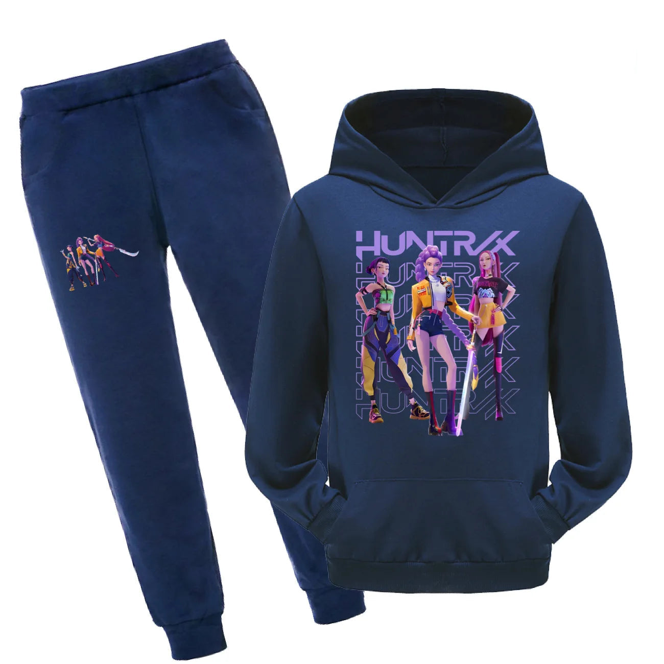Ensemble Kpop Demon Hunters Enfant – Sweat à Capuche + Pantalon (2 Pièces) | Tenue Automne Garçon & Fille