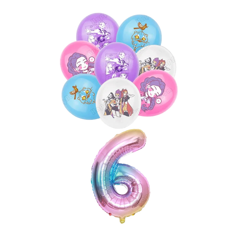 🎈 Set de Ballons K-Pop Demon Hunters – Décoration Anniversaire Fille (9 pièces)