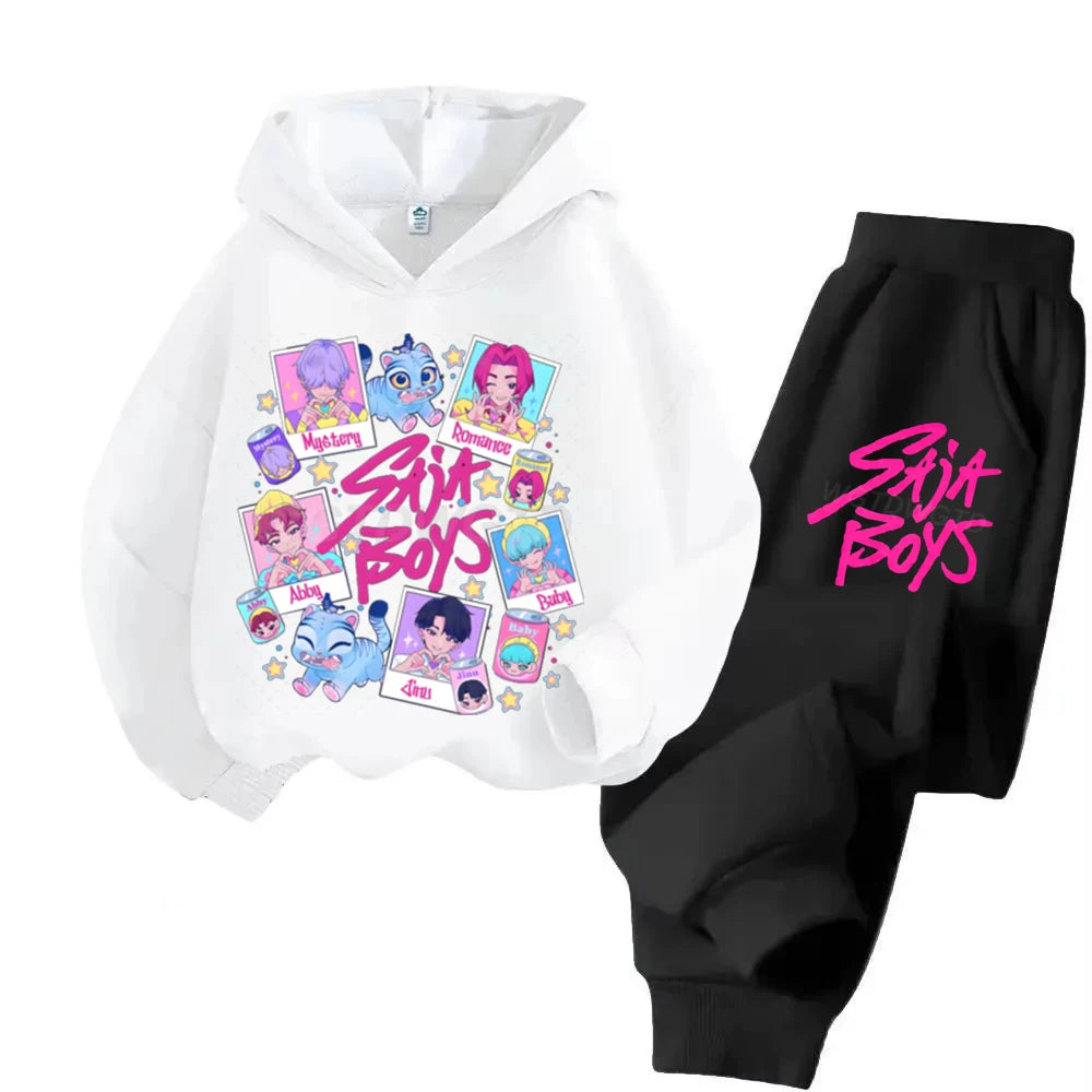 Ensemble K-pop Demon Hunters Enfant — Sweat à Manches Longues + Pantalon 2 Pièces Cartoon Mixte